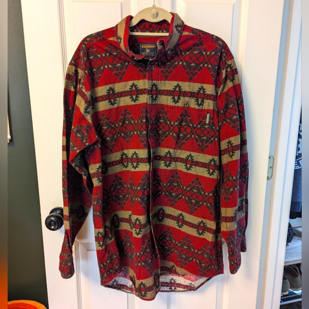 Woolrich long sleeve button-up, southwestern print, Size Large